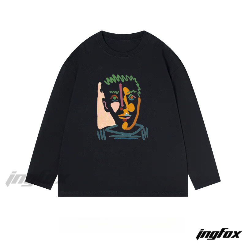 Abstract Portrait - Themed Classic Cotton Long Sleeve Tee