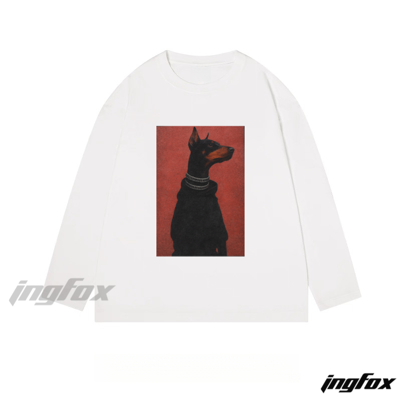 Stylish Doberman Graphic - Classic Cotton Long Sleeve Tee
