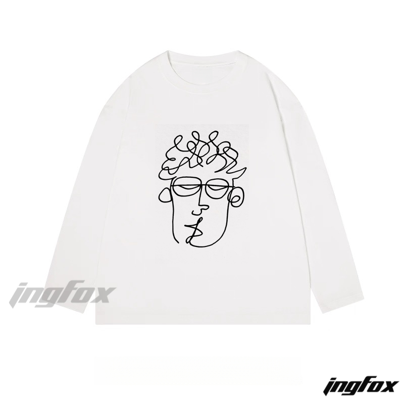 One - Line Face Graphic - Classic Cotton Long Sleeve Tee