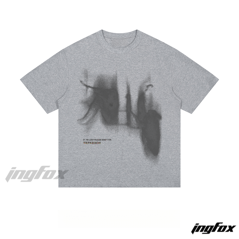 Blurred Organ Text - Loose Fit Short Sleeve T - Shirt