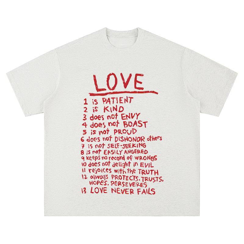 "Love Is..." Biblical Quote - Unisex Fit Short Sleeve T - Shirt