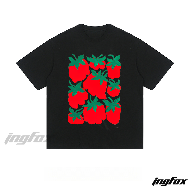 Playful Strawberry Pattern - Loose Fit Short Sleeve T-Shirt