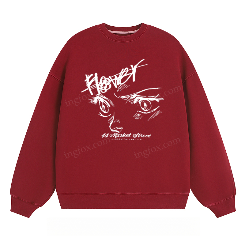 Anime Eyes & "Flower" - Classic Unisex Fit Crewneck Sweatshirt
