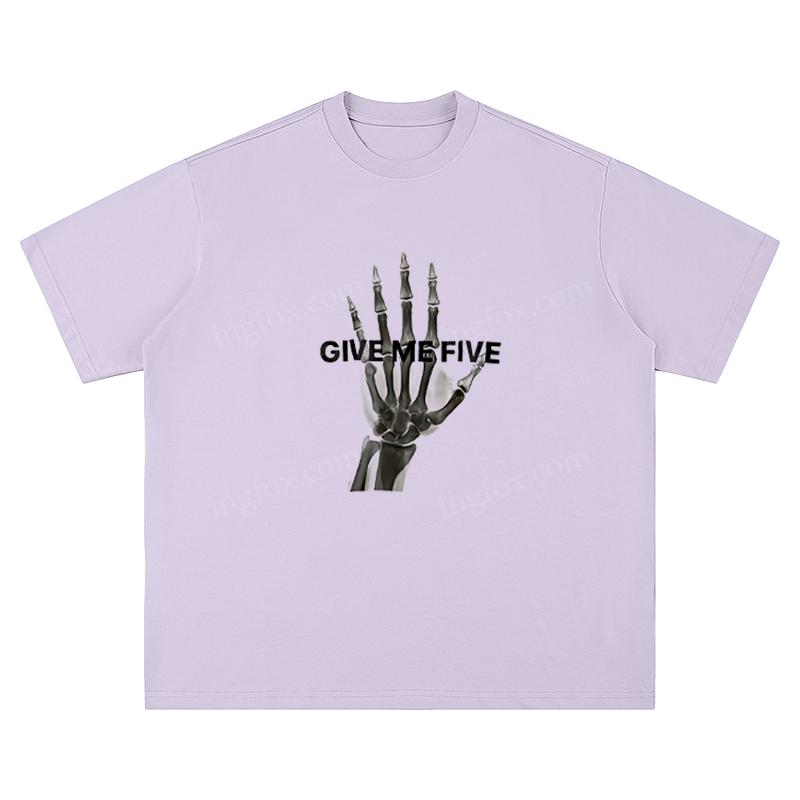 "Give Me Five" Skeleton Hand - Unisex Fit Short Sleeve T - Shirt