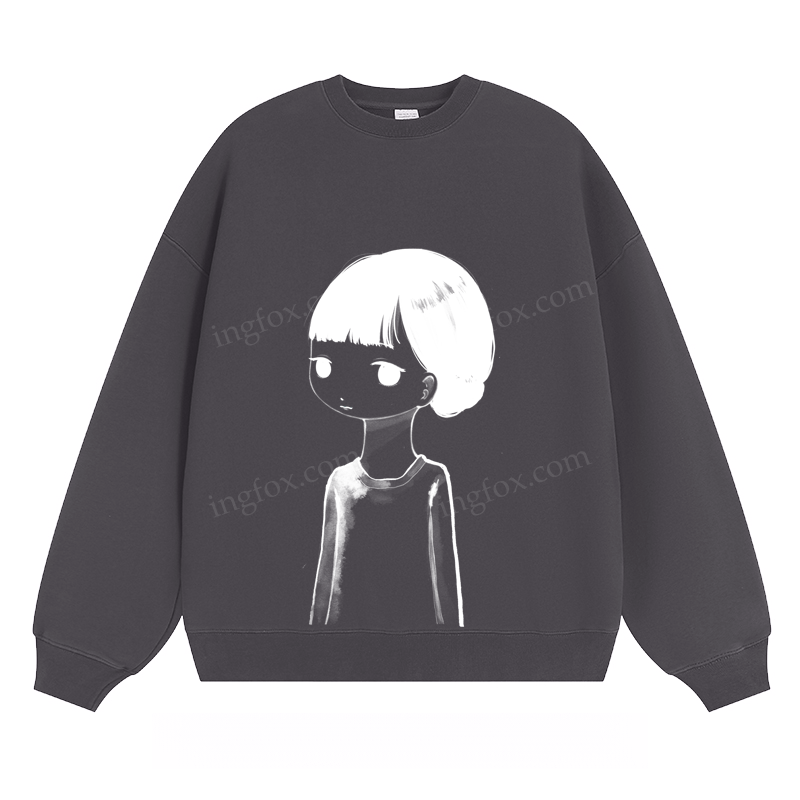 Cartoon Girl Graphic - Classic Unisex Fit Crewneck Sweatshirt