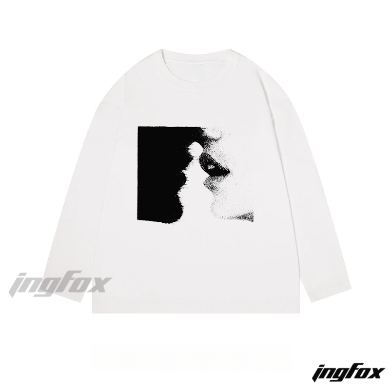 Abstract Lip Graphic - Classic Cotton Long Sleeve Tee