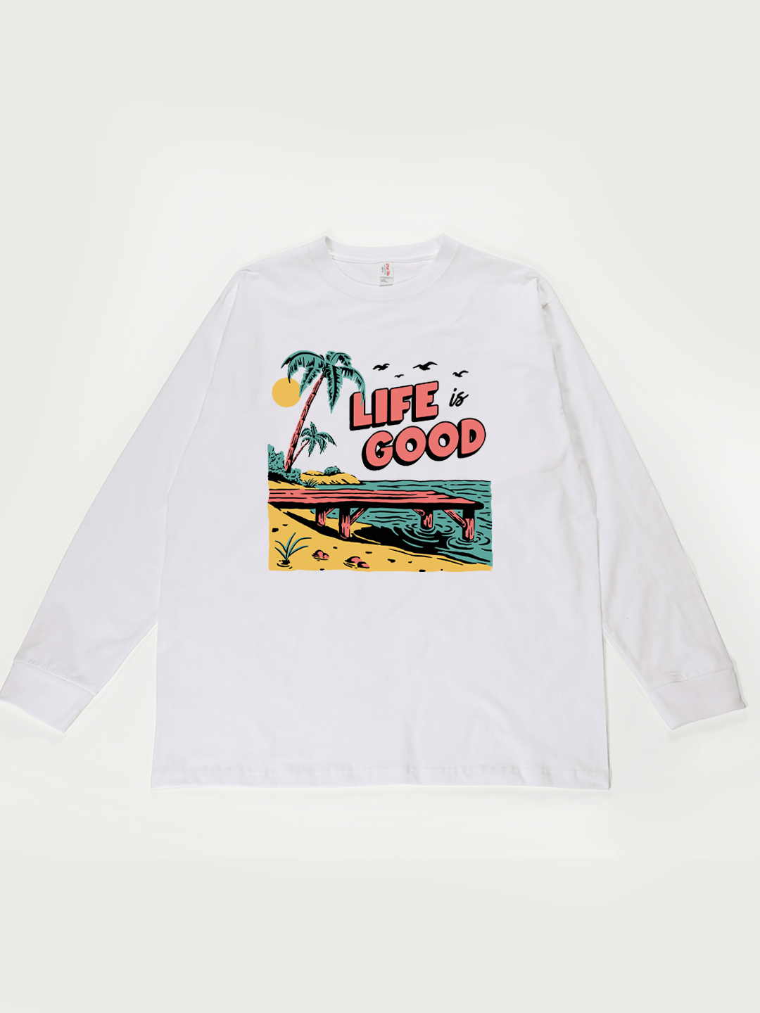 Life Is Good Beach - Unisex Retro Cotton Long Sleeve T-Shirt