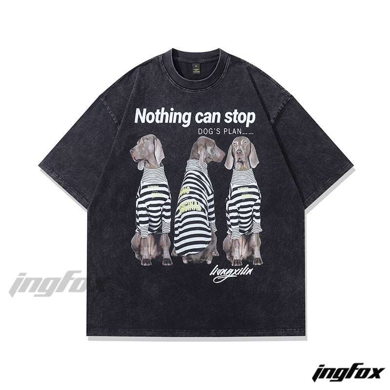 Dog's Plan - Themed Vintage Washed Oversized T - Shirt