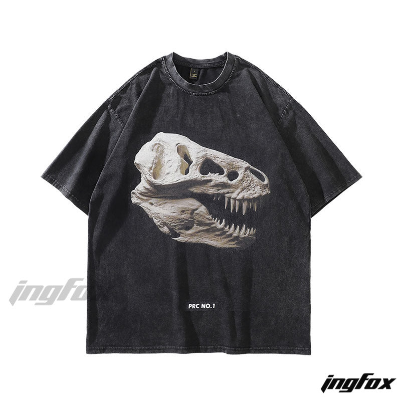 Dino Skull Cool Vibe - Vintage Washed Oversized T-Shirt