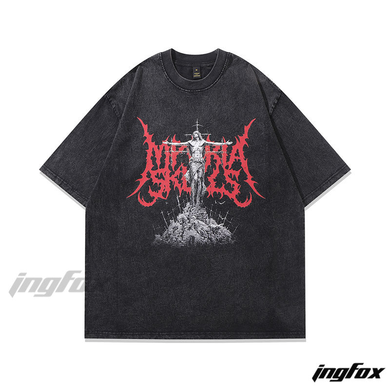 Gothic Religious Symbol Vibe - Vintage Washed Oversized T-Shirt