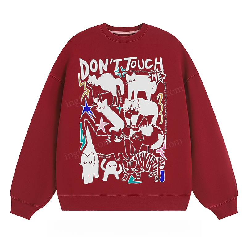"Don't Touch Me" Cat Graphic - Classic Unisex Fit Crewneck Sweatshirt
