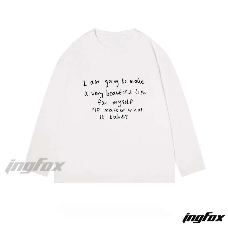Motivational Text Graphic - Classic Cotton Long Sleeve Tee