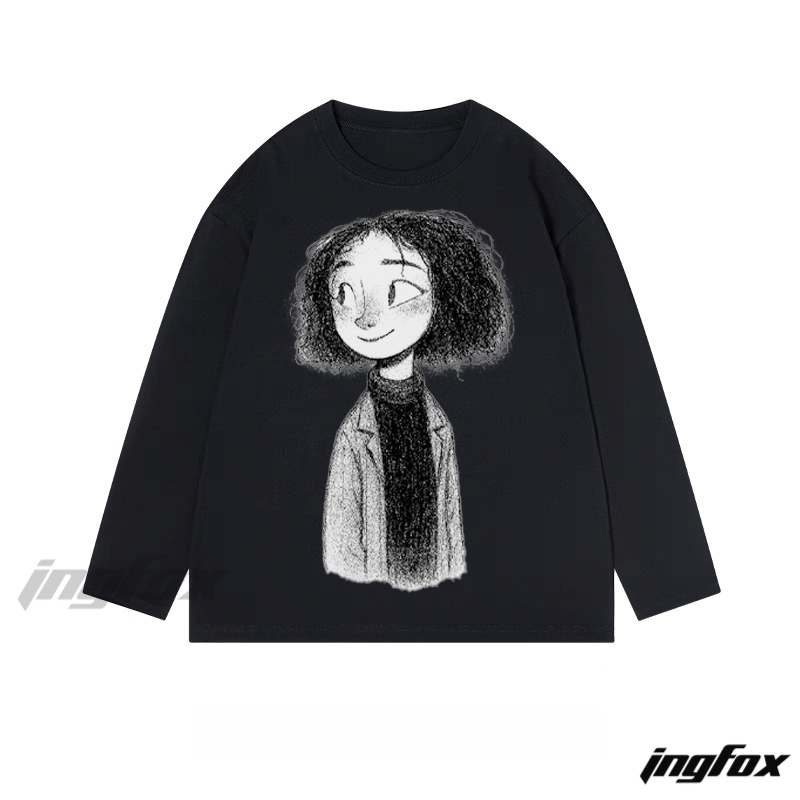 Sketch Girl - Classic Cotton Long Sleeve Tee