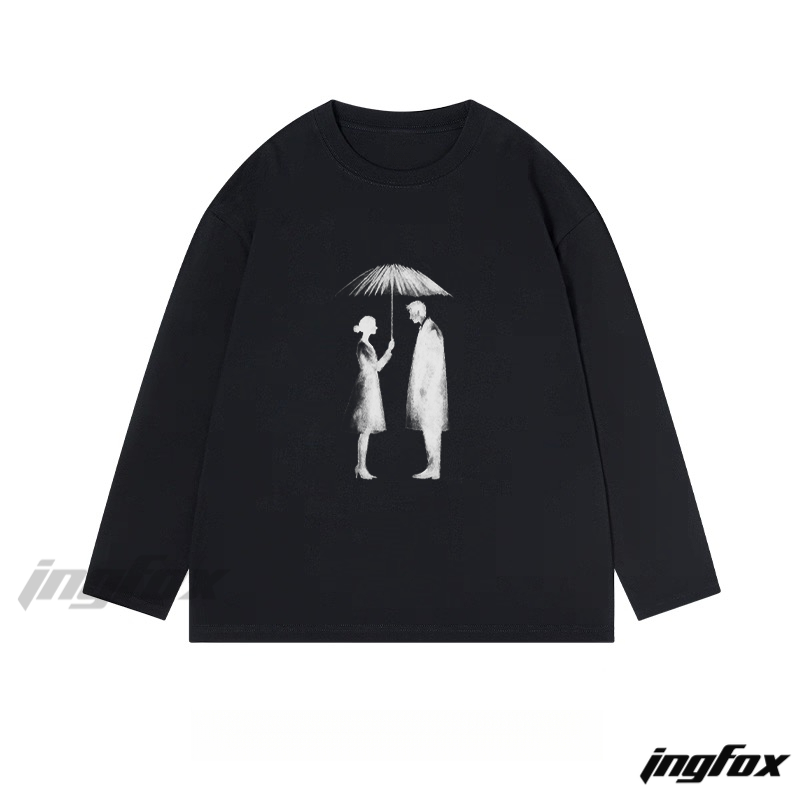 Umbrella - Sharing Couple Sketch - Classic Cotton Long Sleeve Tee