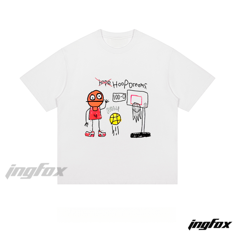Hoop Dreams Doodle Graphic - Loose Fit Short Sleeve T-Shirt