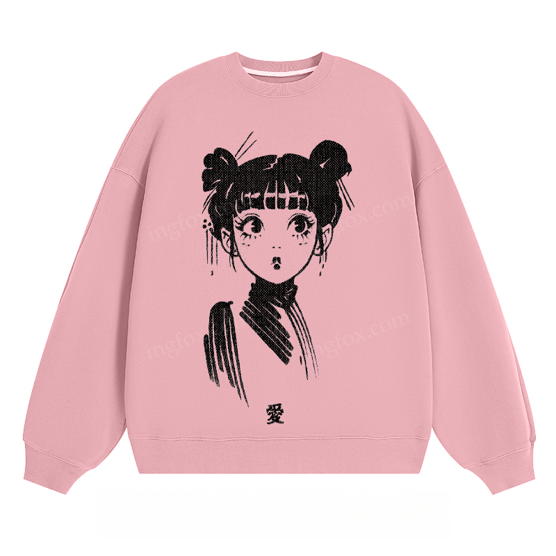 Anime Girl Graphic - Classic Unisex Fit Crewneck Sweatshirt