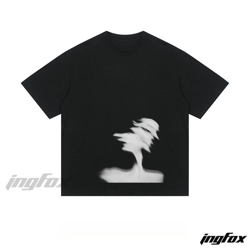 Blurred Figure Silhouette - Loose Fit Short Sleeve T-Shirt