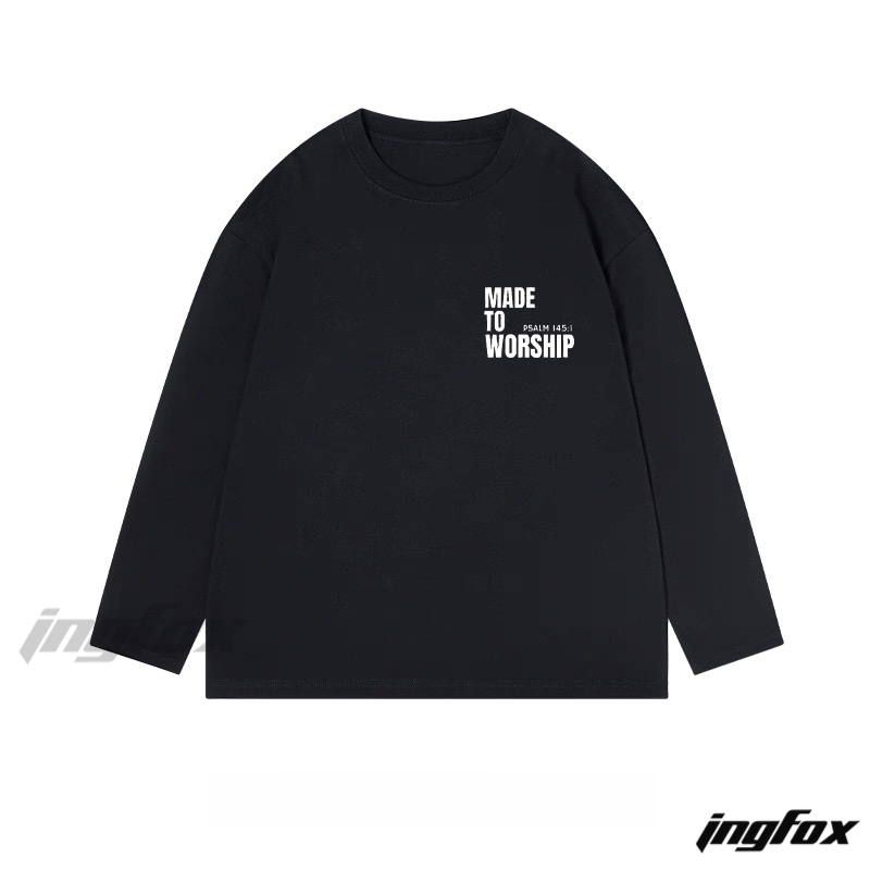 "MADE TO WORSHIP" Biblical Text Graphic - Classic Cotton Long Sleeve Tee