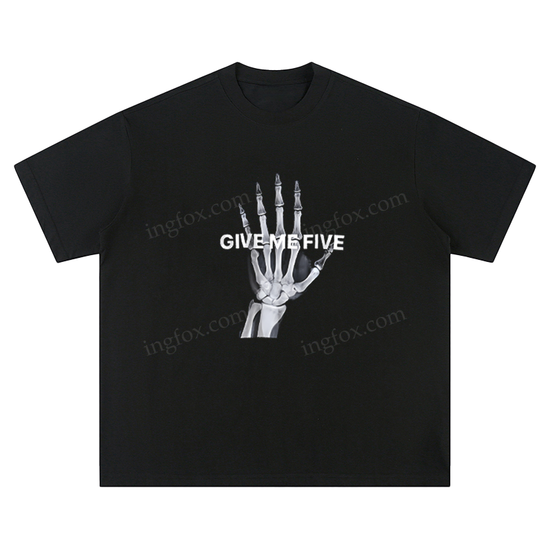 "Give Me Five" Skeleton Hand - Unisex Fit Short Sleeve T - Shirt