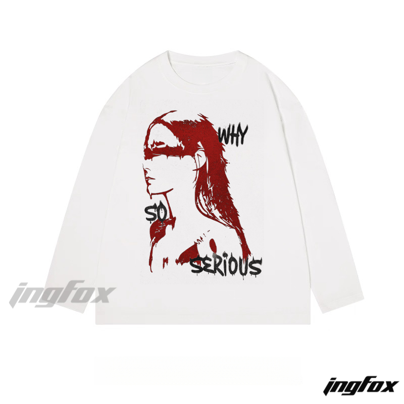 "Why So Serious" Portrait Graphic - Classic Cotton Long Sleeve Tee