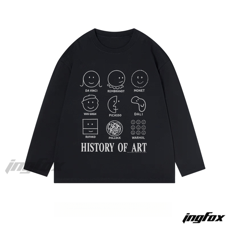 "History of Art" Artist Caricature Graphic - Classic Cotton Long Sleeve Tee