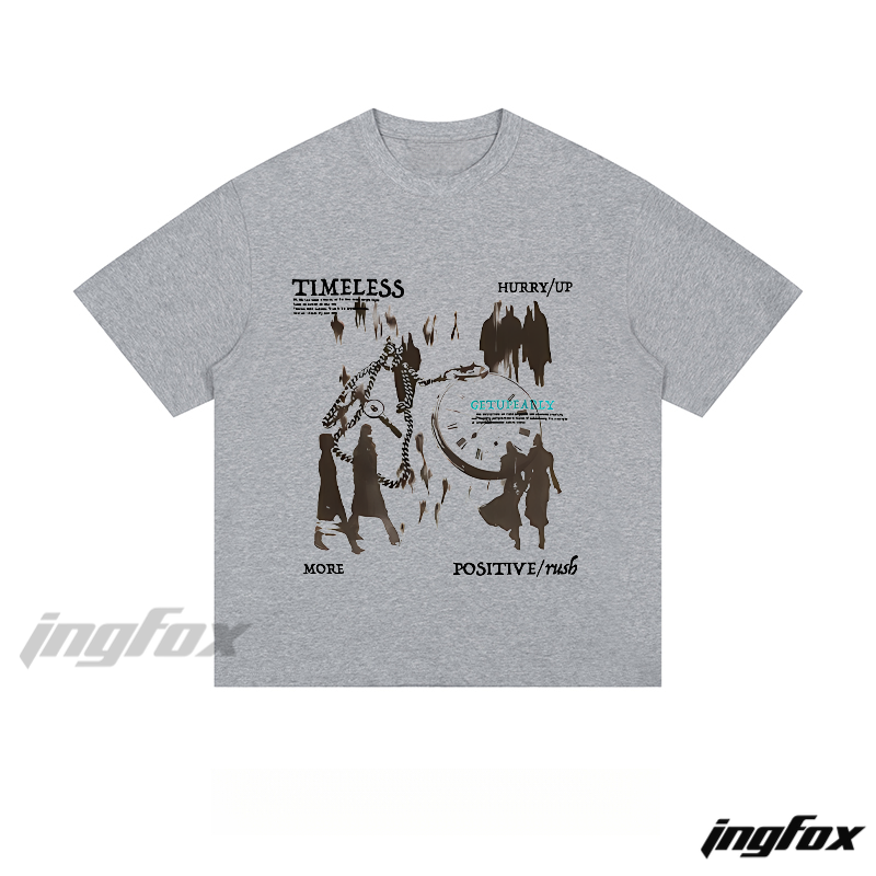 Time & Positivity Graphic Tee - Loose Fit Short Sleeve T - Shirt