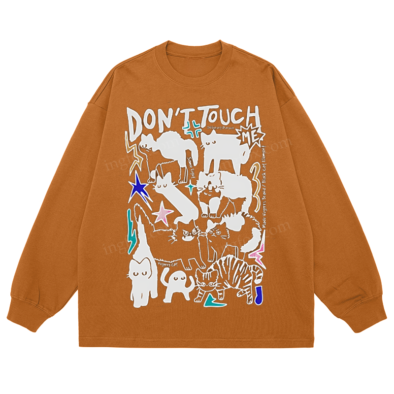 “Don’t Touch Me” Cat Collage - Classic Unisex Fit Cotton Long Sleeve Tee