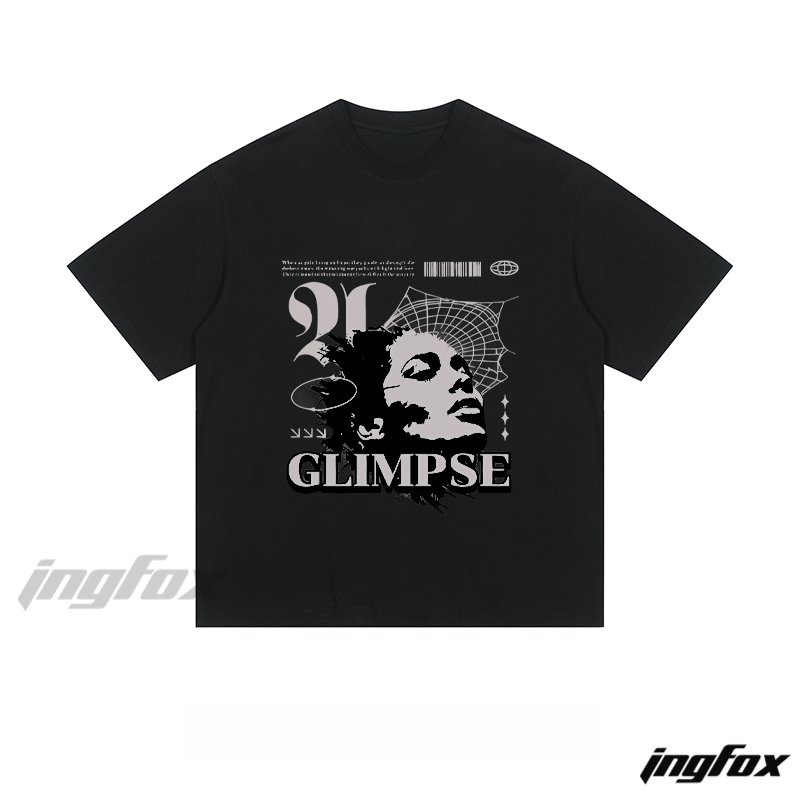 Streetwear Artistic Portrait & “GLIMPSE” - Loose Fit Short Sleeve T-Shirt