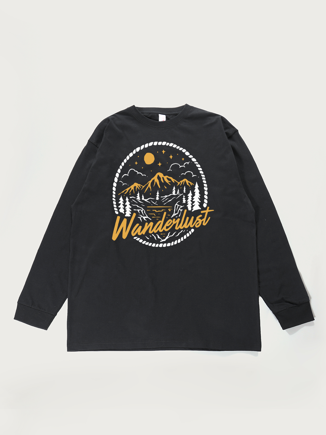 Wanderlust Mountain Night - Unisex Retro Cotton Long Sleeve T-Shirt