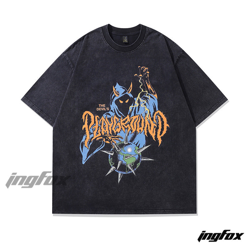 The Devil’s Playground - Vintage Washed Oversized T - Shirt