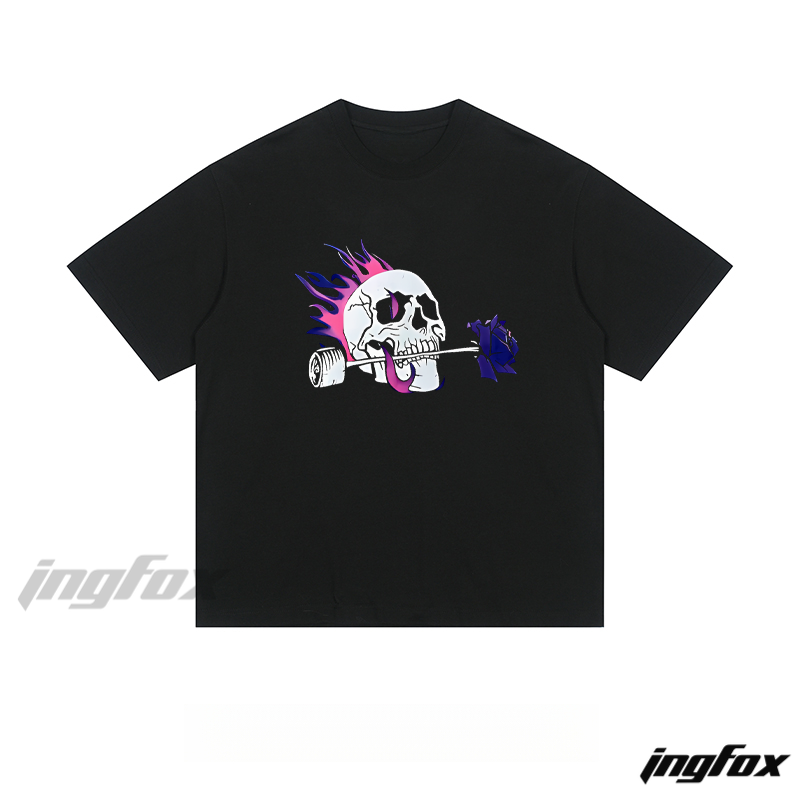 Skull & Rose Rebellion - Loose Fit Short Sleeve T - Shirt