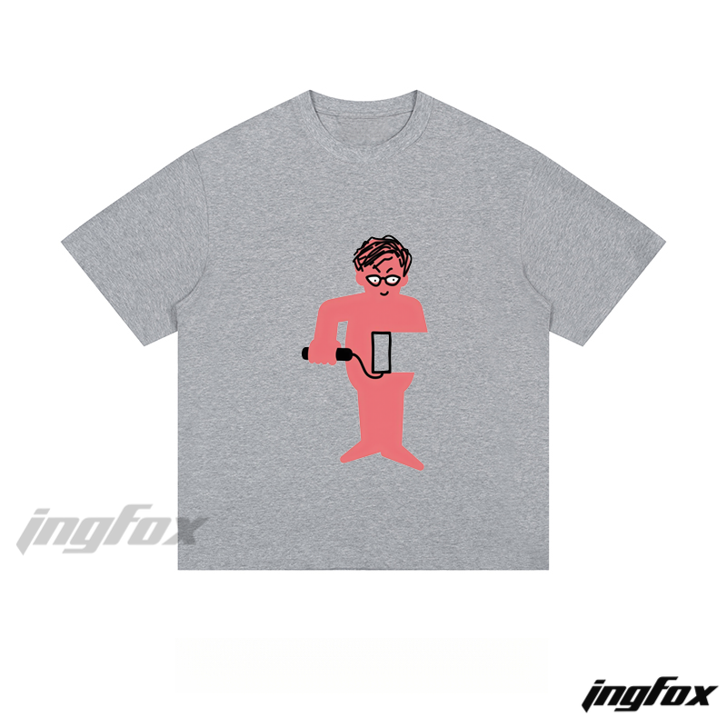 Playful Pink Figure - Loose Fit Short Sleeve T - Shirt