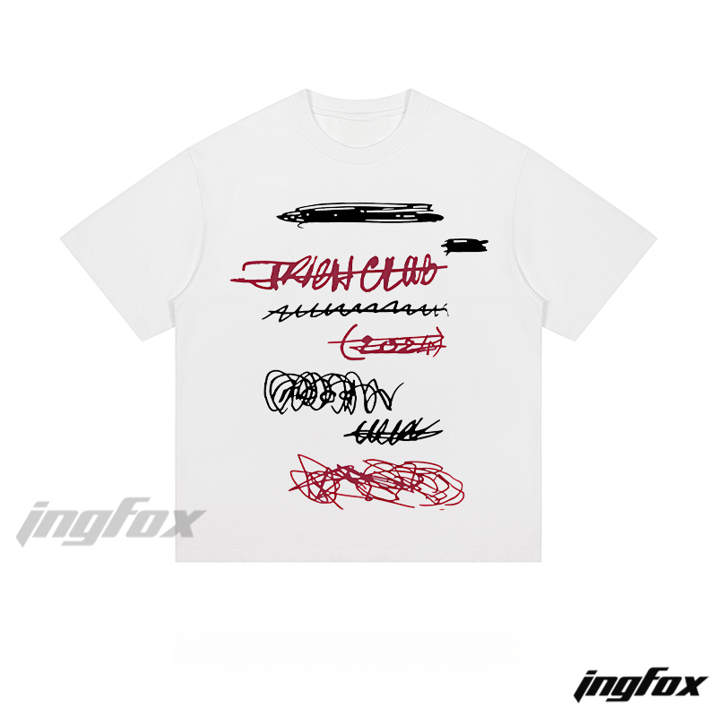 "SECRET CLUB" Scribble Art - Loose Fit Short Sleeve T-Shirt