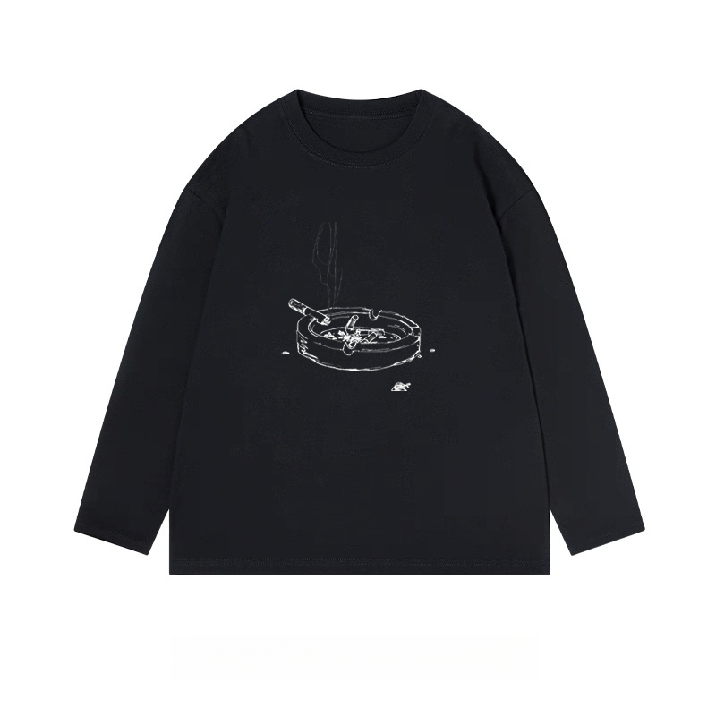 Ashtray Sketch - Classic Cotton Long Sleeve Tee