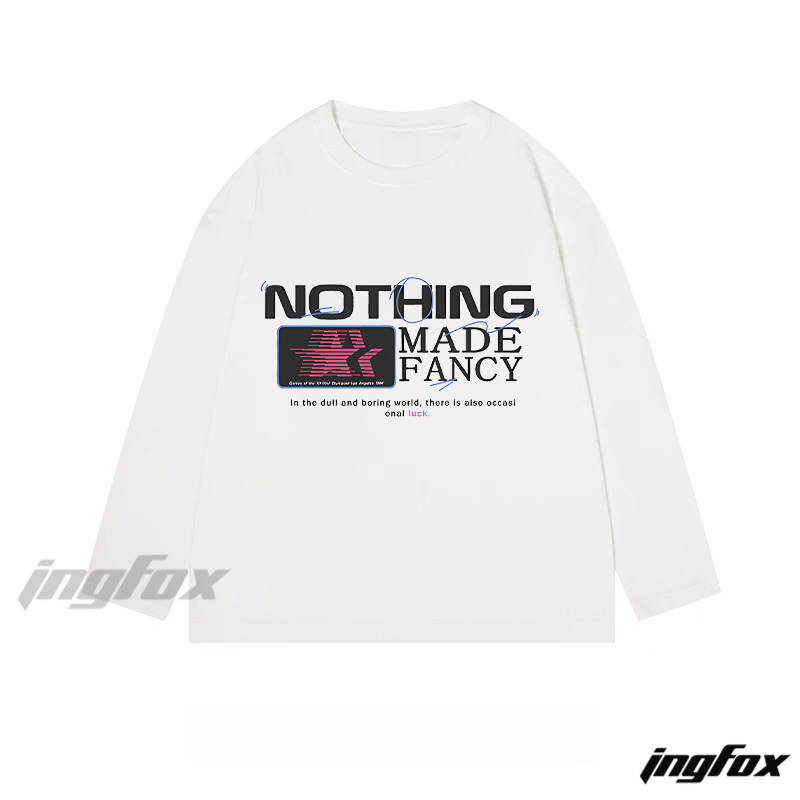 "NOTHING MADE FANCY" Text Graphic - Classic Cotton Long Sleeve Tee