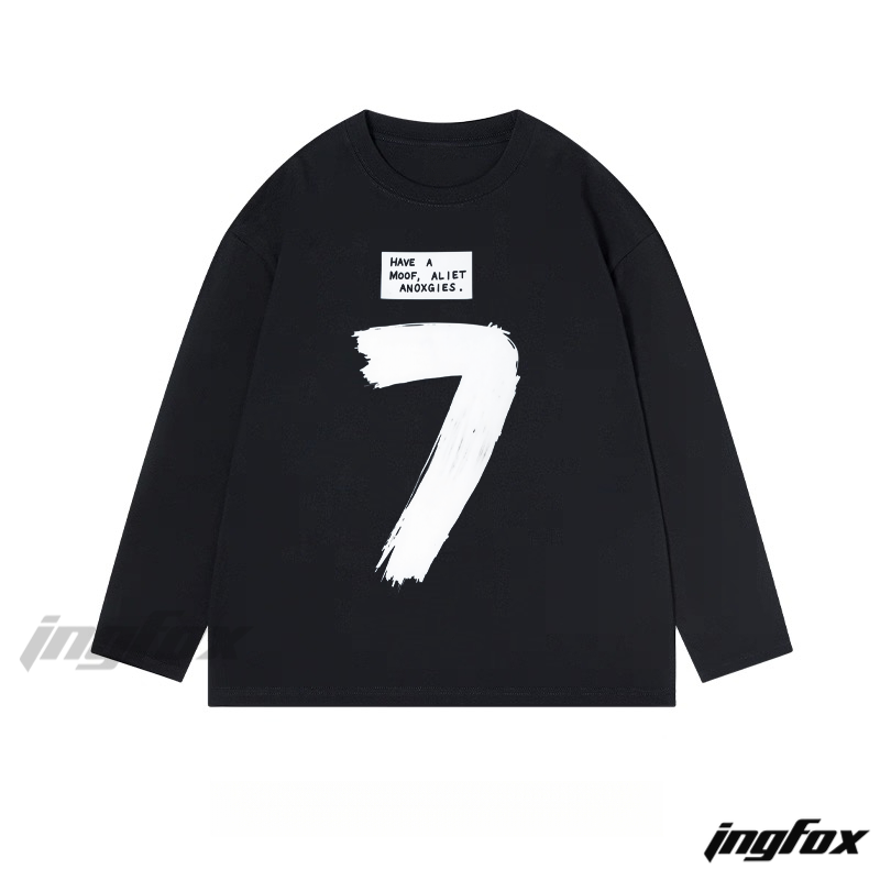 Number 7 Graphic - Classic Cotton Long Sleeve Tee