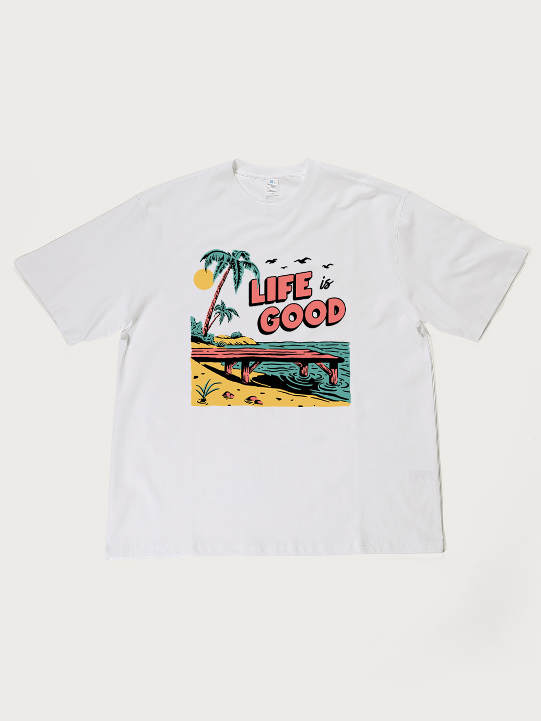Life Is Good Beach - Unisex Retro Cotton Short Sleeve T-Shirt