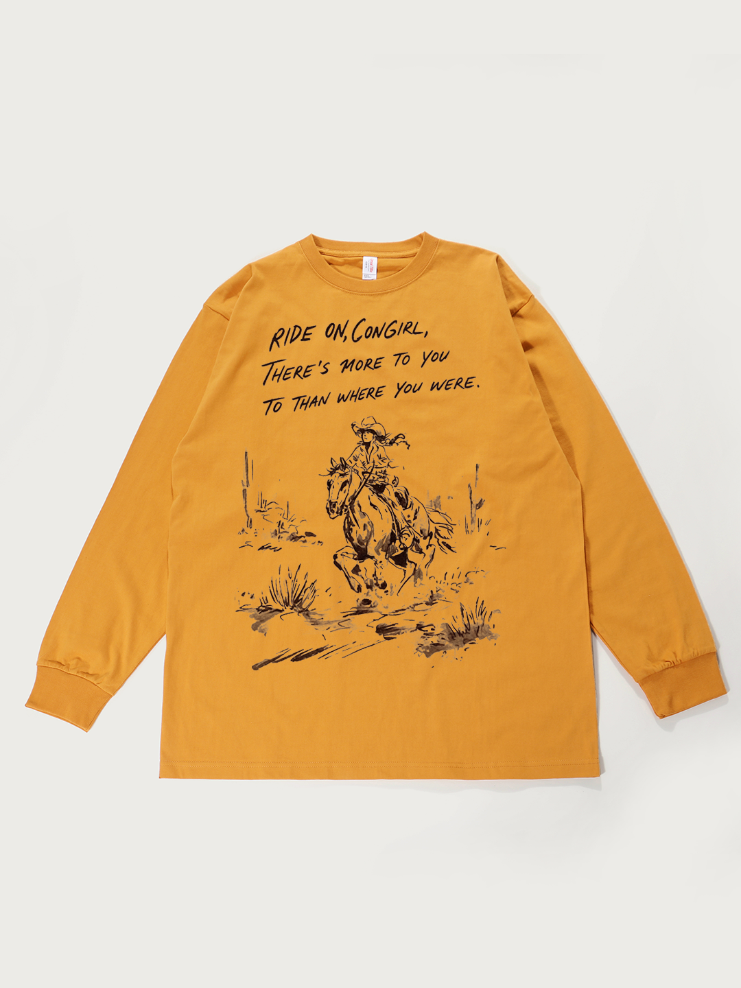 Ride On, Cowgirl - Unisex Retro Cotton Long Sleeve T-Shirt