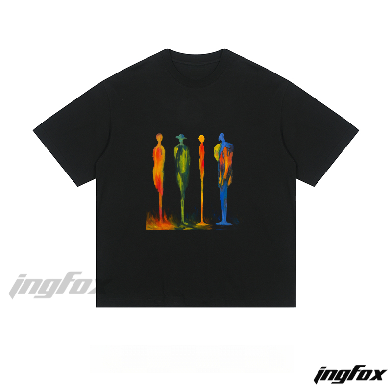 Abstract Colorful Figures Graphic - Loose Fit Short Sleeve T-Shirt
