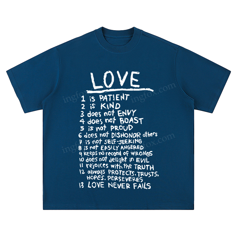 "Love Is..." Biblical Quote - Unisex Fit Short Sleeve T - Shirt