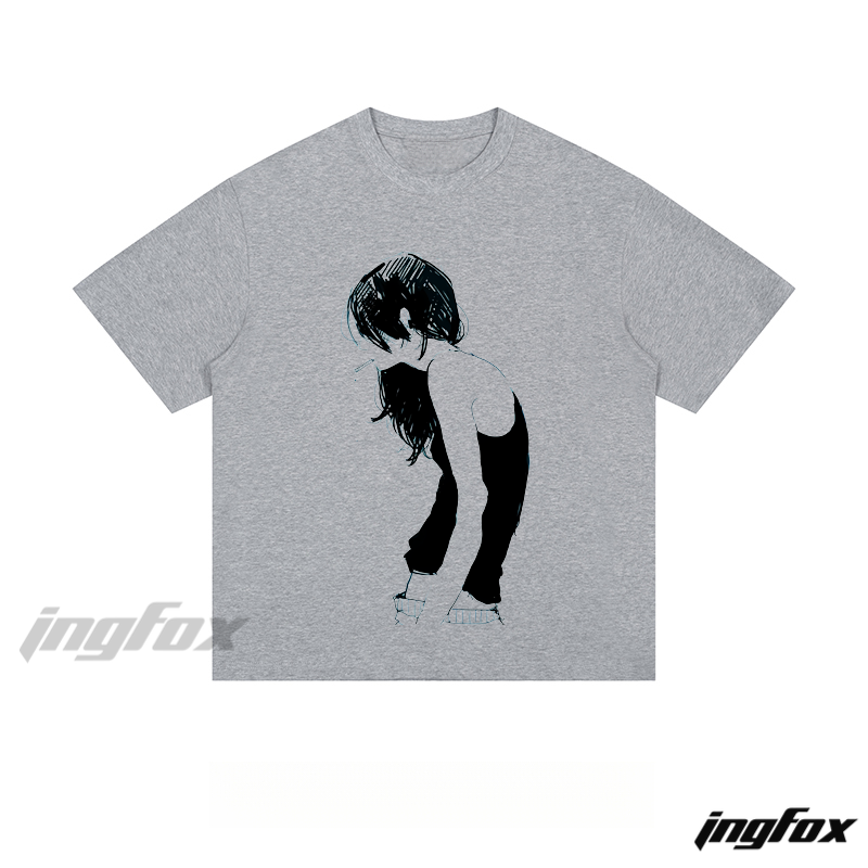 Sketch Girl - Loose Fit Short Sleeve T - Shirt