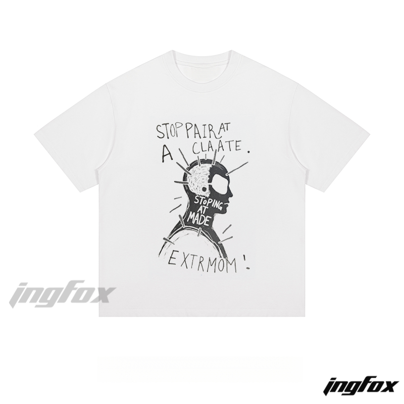 Creative Graffiti & Text Graphic - Loose Fit Short Sleeve T-Shirt
