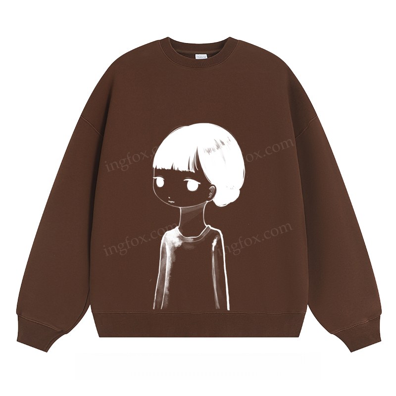 Cartoon Girl Graphic - Classic Unisex Fit Crewneck Sweatshirt