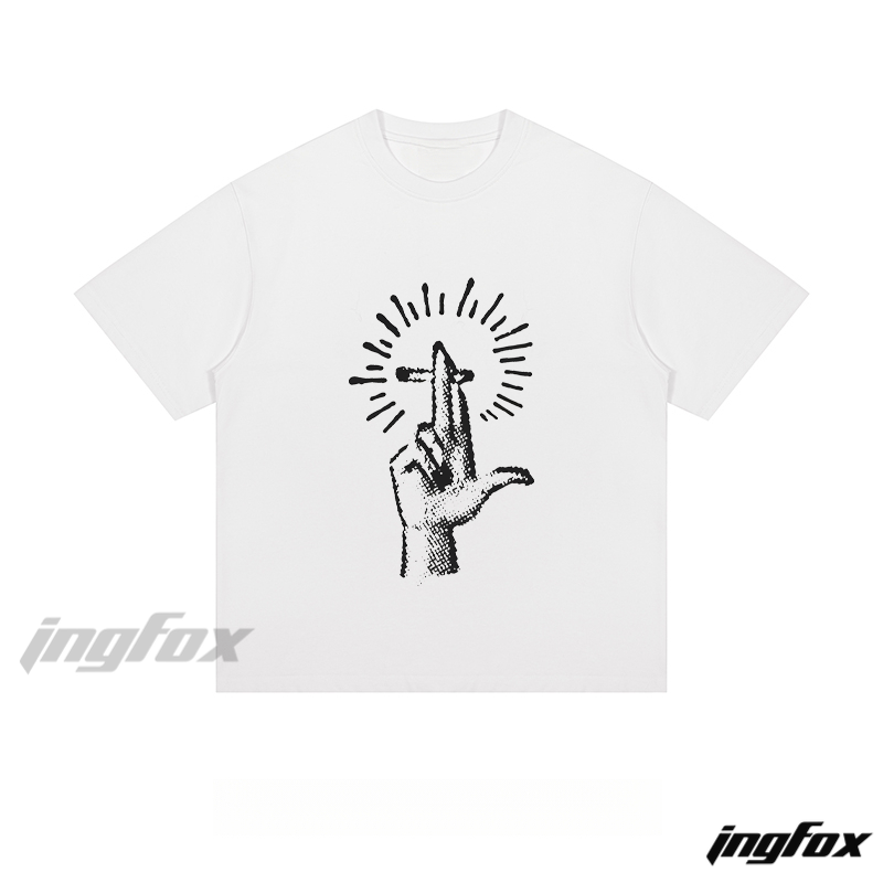 Hand & Cigarette Graphic - Loose Fit Short Sleeve T-Shirt