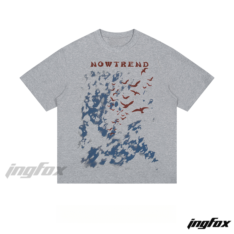 "NOWTREND" Abstract Sky & Birds - Loose Fit Short Sleeve T-Shirt