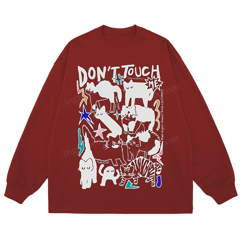 “Don’t Touch Me” Cat Collage - Classic Unisex Fit Cotton Long Sleeve Tee