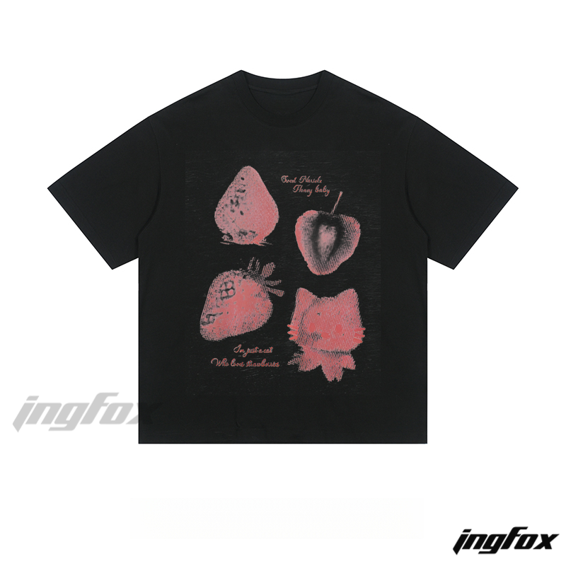Strawberry & Cat “Fruit Devils” - Loose Fit Short Sleeve T-Shirt