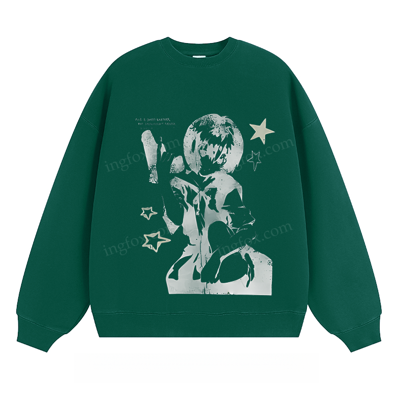 Anime - Style Graphic Crewneck Sweatshirt