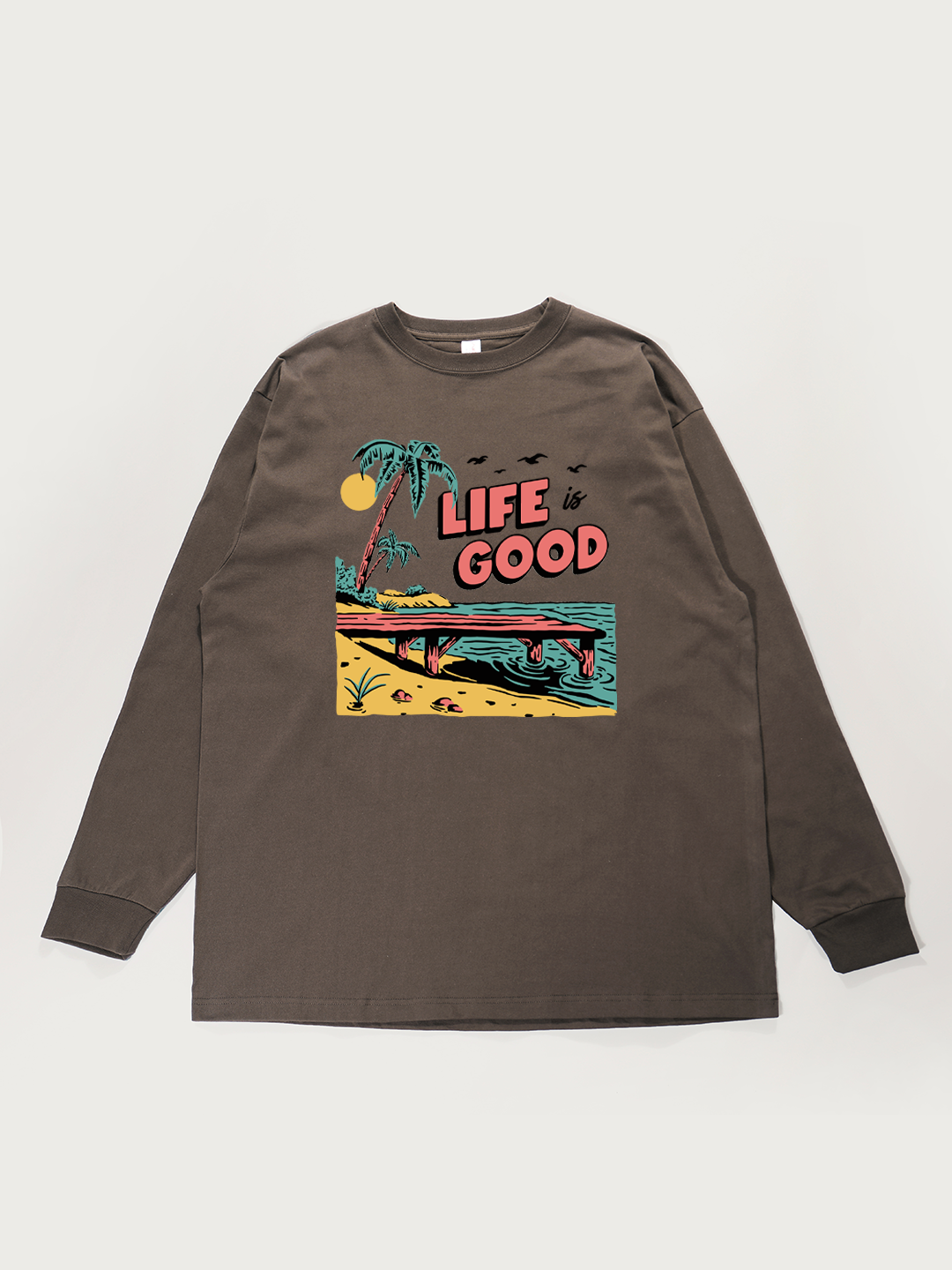 Life Is Good Beach - Unisex Retro Cotton Long Sleeve T-Shirt