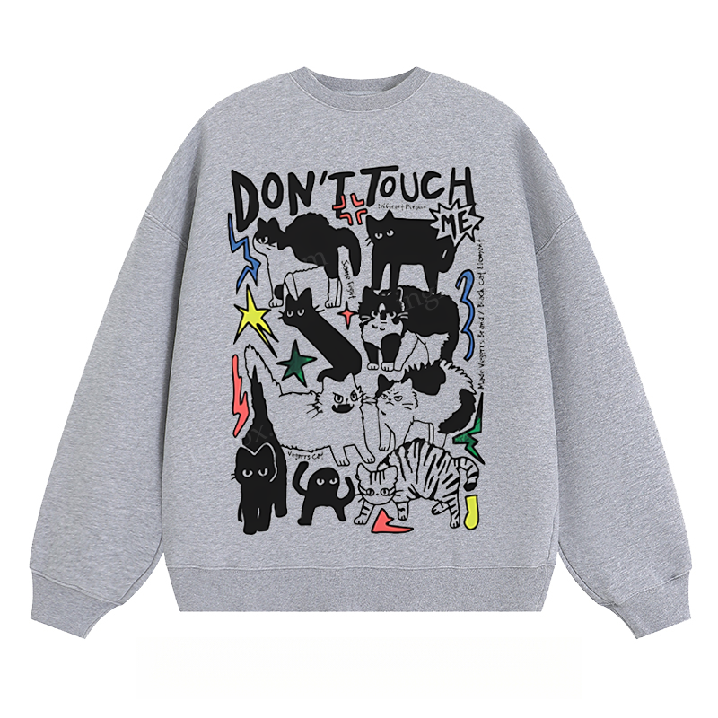"Don't Touch Me" Cat Graphic - Classic Unisex Fit Crewneck Sweatshirt